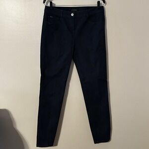 St. John Blue Dark Wash Womens Five Pocket Jeans Pants Logo Straight‎ Leg Size 6
